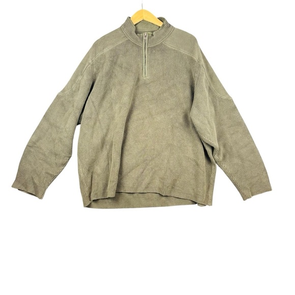 EUC Orvis Men's Olive Green 1/4 Zip-Up Mock Neck Sweater Sz XXL - Picture 2 of 8